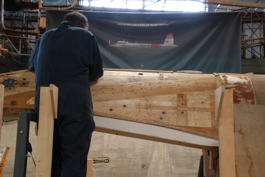 David D. working on the fuselage upper port side:  Badly damaged, poorly repaired and critical to the structure of the airplane.