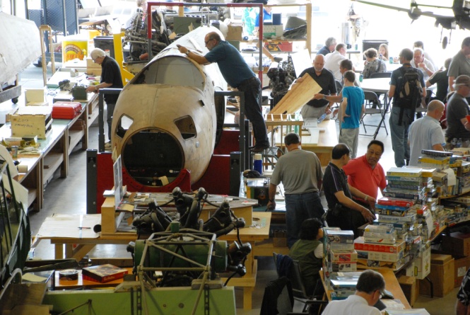 Working on the Mosquito during a special event day at the Bomber Command Museum and staffing our permanent display, chatting with visitors and selling pins, prints and memberships