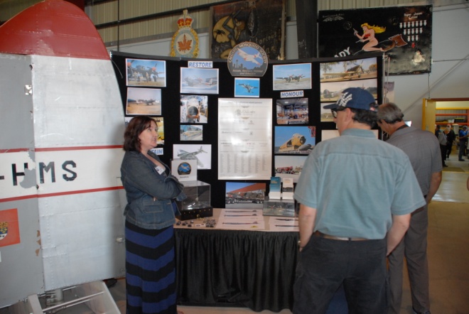 Working on the Mosquito during a special event day at the Bomber Command Museum and staffing our permanent display, chatting with visitors and selling pins, prints and memberships